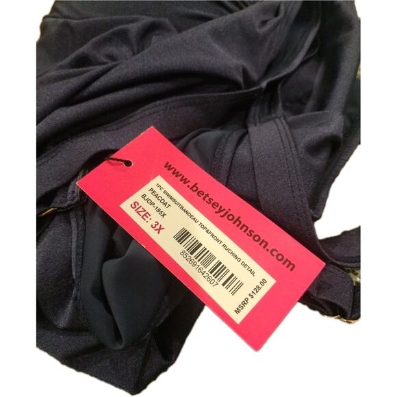 Betsy Johnson 1 piece Swimsuit Ruching Plus Size Blue New 3X MSRP $128 - Picture 15 of 15
